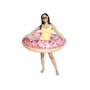 Summer Donut Tube Pool Float Floaty Waves Inflatable Frosted 45” In Diam NEW